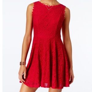 Skater Style Halter Red Lace Dress